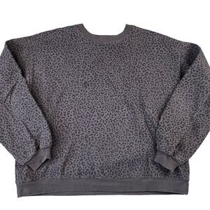 Fabletics Womens Forever‎ Fleece Crewneck Sweatshirt Size XL Leopard/Orchid